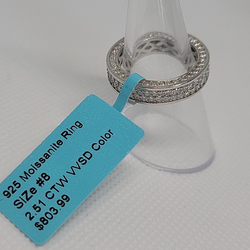Dazzling Double Row Pave Eternity Band - Picture 3 of 6